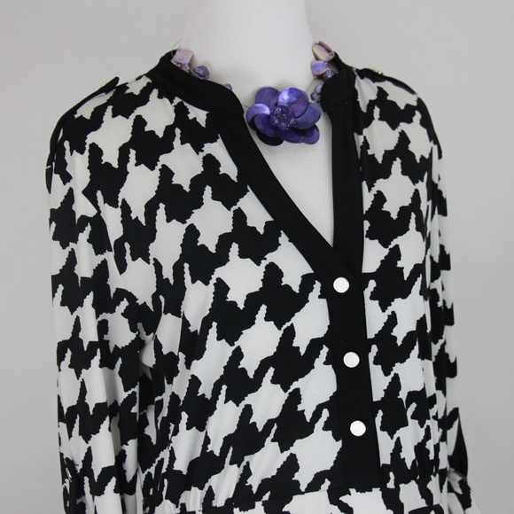 NY COLLECTION Black & White Geometric Print Dress - Picture 4 of 8